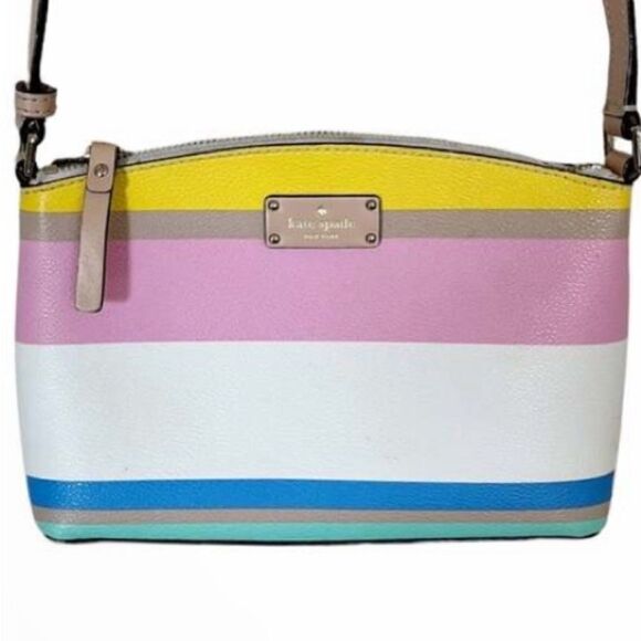 KATE SPADE Dune Striped Millie Grove Street Crossbody Bag Leather Multicolor EUC - Picture 1 of 16